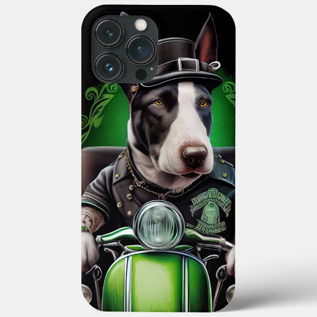 Funda De Case-Mate Para iPhone Bull Terrier Perro Conduciendo Bicicleta Día de Sa (Reverso )