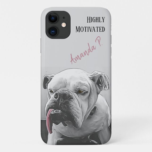 Funda De Case-Mate Para iPhone Bulldog altamente motivado con lengua rosa (Reverso)
