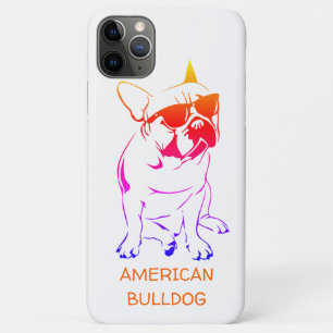 FUNDA PARA iPhone 11 PRO MAX BULLDOG AMERICANO COLORIDO