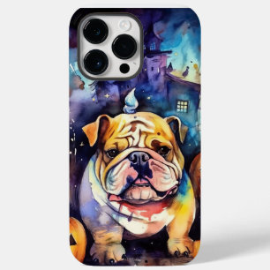 Funda Para iPhone 14 Pro Max De Case-Mate Bulldog de Halloween con calabazas Espantoso