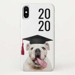 Funda Para iPhone X Bulldog estadounidense gracioso en Grad Cap con añ