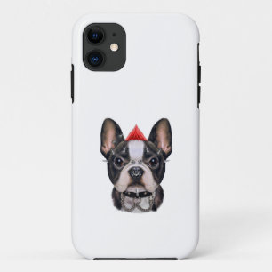 Funda Para iPhone 11 Bulldog Francés Al Estilo Rock punk Para El Perro