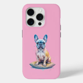 Funda Para iPhone 15 Pro Bulldog Francés Colorido y Artístico 