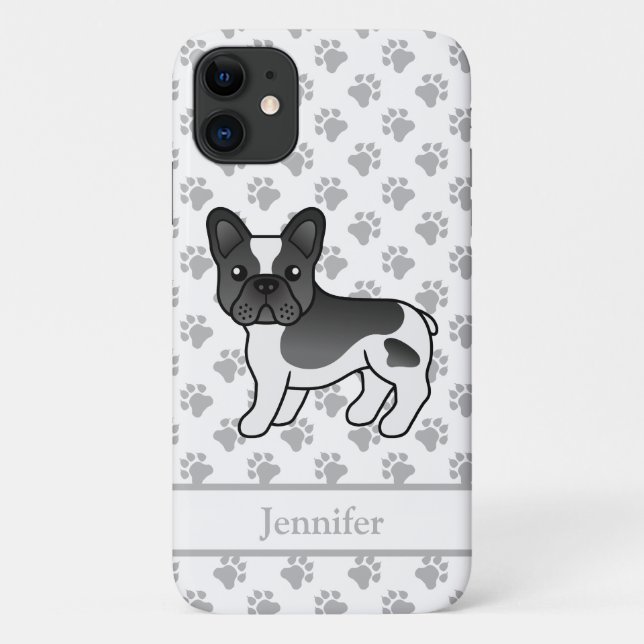 Funda De Case-Mate Para iPhone Bulldog Francés de Manchas Negras Perro de Dibujos (Reverso)