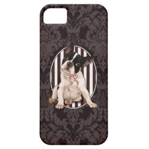 Funda Para iPhone SE/5/5s Bulldog francés elegante y damasco negro