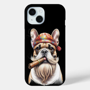 Funda Para iPhone 15 Bulldog francés hippie