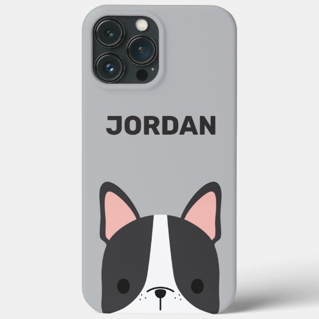 Funda De Case-Mate Para iPhone Bulldog francés lindo con nombre personalizado (Reverso )