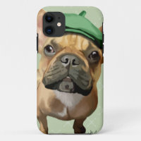 Bulldog francés marrón con Gorra verde