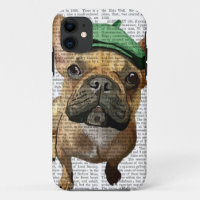 Bulldog francés marrón con Gorra verde 2