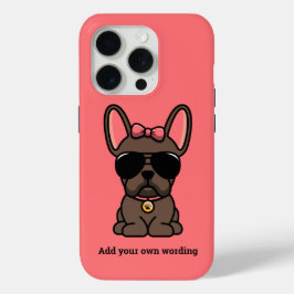 Funda Para iPhone 15 Pro Bulldog francés marrón cutáneo