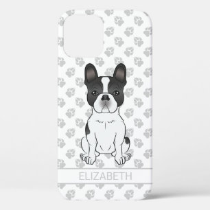 Funda Para iPhone 12 Bulldog Francés Piebald Negro / Perro Frenchie y n