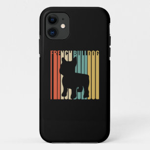 Funda Para iPhone 11 Bulldog francés retro 1970 Perro Silhouette French