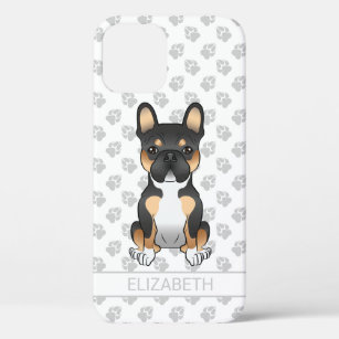 Funda Para iPhone 12 Bulldog francés tricolor negro Perro francés y nom
