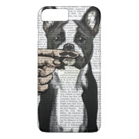 Bulldog francés y bigote de dedo