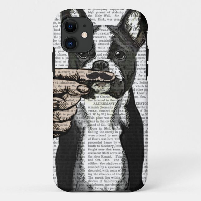 Funda De Case-Mate Para iPhone Bulldog francés y bigote de dedo (Reverso)