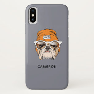 Funda Para iPhone X Bulldog Guay Hipster   Añadir su nombre