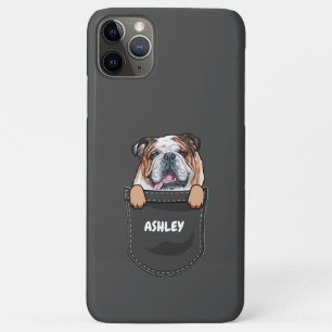 Funda Para iPhone 11 Pro Max Bulldog Inglés de Bolsillo Dueño de Mascota Perro