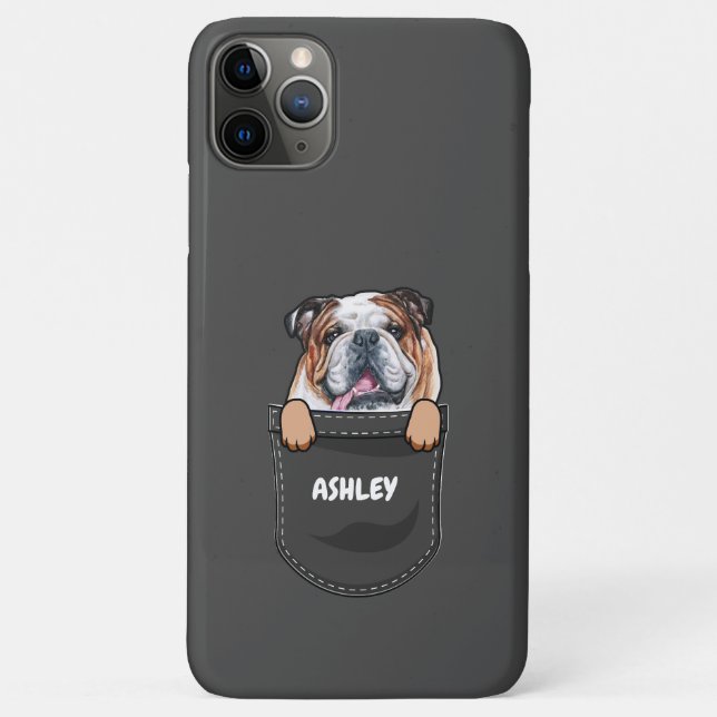 Funda De Case-Mate Para iPhone Bulldog Inglés de Bolsillo Dueño de Mascota Perro  (Reverso)