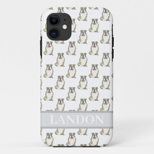Funda De Case-Mate Para iPhone Bulldog inglés personalizado (Brindle) (Reverso)