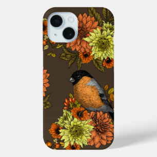 Funda Para iPhone 15 Bullfinch en florales otoñales