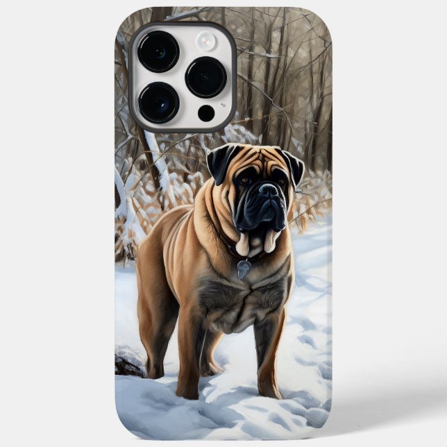 Funda De Case-Mate Para iPhone Bullmastiff Deja que nieve Navidad (Reverso )