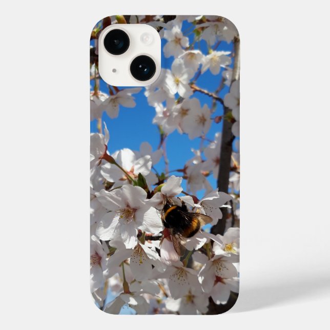 Funda De Case-Mate Para iPhone Bumblebee en flor de cerezo salvaje (Reverso )