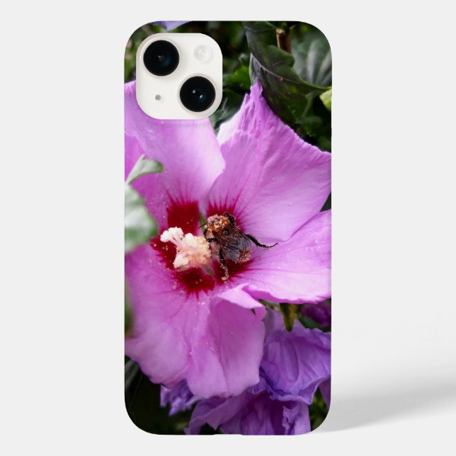 Funda De Case-Mate Para iPhone Bumblebee en la flor de Hibiscus (Reverso )
