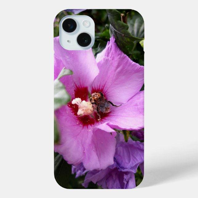Funda De Case-Mate Para iPhone Bumblebee en la flor de Hibiscus (Reverso )