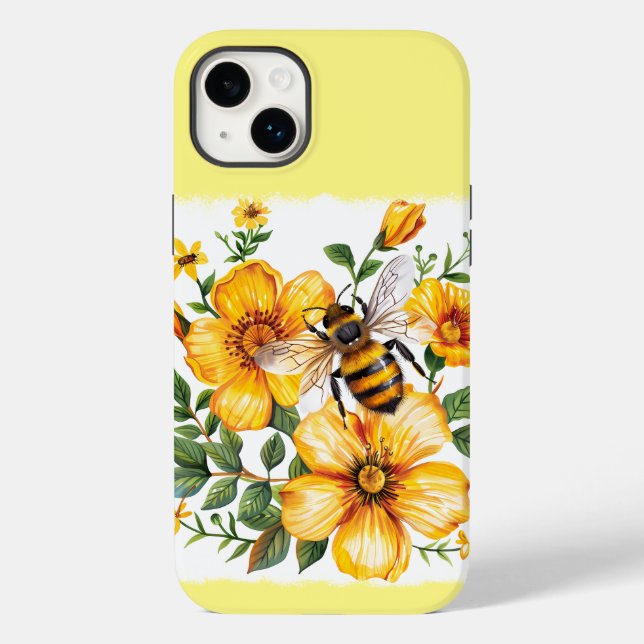 Funda De Case-Mate Para iPhone Bumblebee Floral (Reverso )