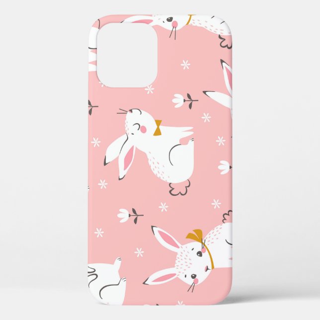 Funda De Case-Mate Para iPhone Bunnies blancos: Floral sin foco (Reverso )