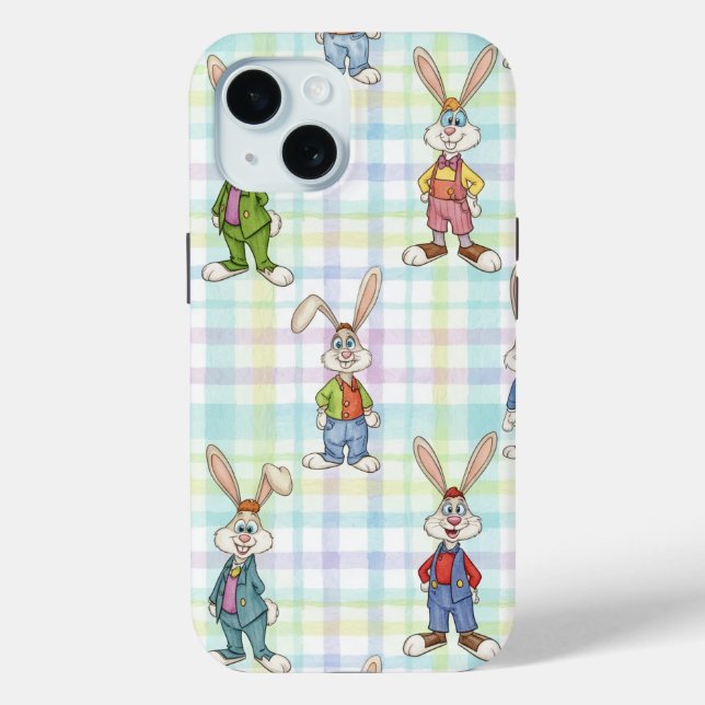 Funda De Case-Mate Para iPhone  Bunnies on Checkered Background, by Natasha Us   (Reverso )
