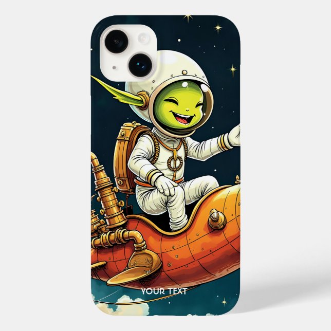 Funda De Case-Mate Para iPhone Buque espacial Fantasy Cute Alien (Reverso )