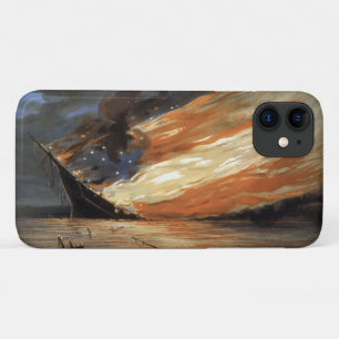 Funda Para iPhone 11 buque insignia de la guerra civil rebelde en llama