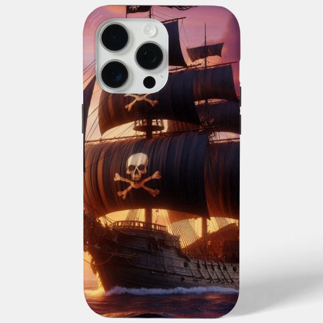 Funda De Case-Mate Para iPhone Buque pirata al amanecer (Reverso )