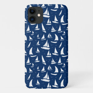 Funda Para iPhone 11 Buques náuticos Impresión marítima azul blanca