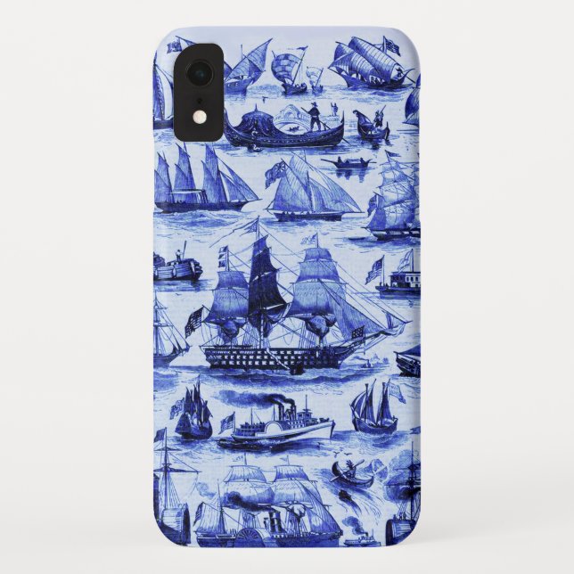 Funda De Case-Mate Para iPhone BUQUES Y BUQUES DE VINTAJE, Azul marino (Reverso)