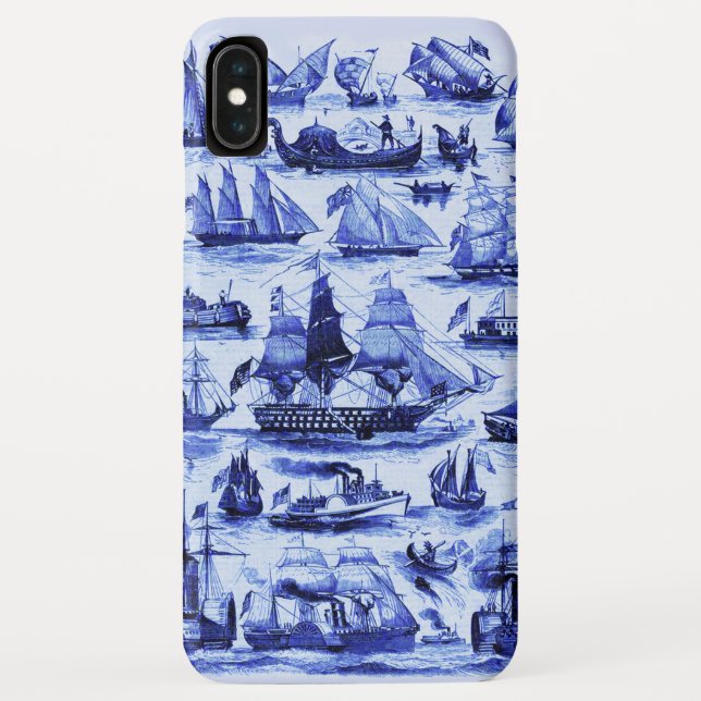 Funda De Case-Mate Para iPhone BUQUES Y BUQUES DE VINTAJE, Azul marino (Reverso)