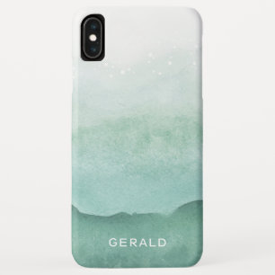 Funda Para iPhone XS Max Burbujas acuáticas de color ocre verde Monograma