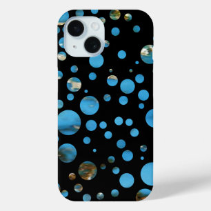Funda Para iPhone 15 burbujas azules en negro