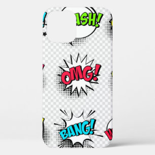 Funda Para iPhone 12 Burbujas de palabras cómicas con sombra de semiton