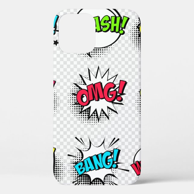 Funda De Case-Mate Para iPhone Burbujas de palabras cómicas con sombra de semiton (Reverso )