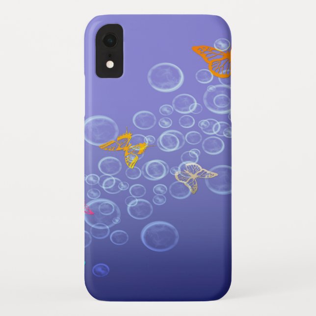 Funda De Case-Mate Para iPhone Burbujas en las mariposas (Reverso)