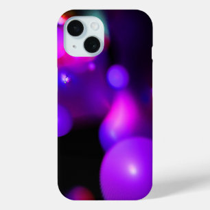 FUNDA PARA iPhone 15 BURBUJAS FRACTALES DE FUCHSIA ROSA EN NEGRO
