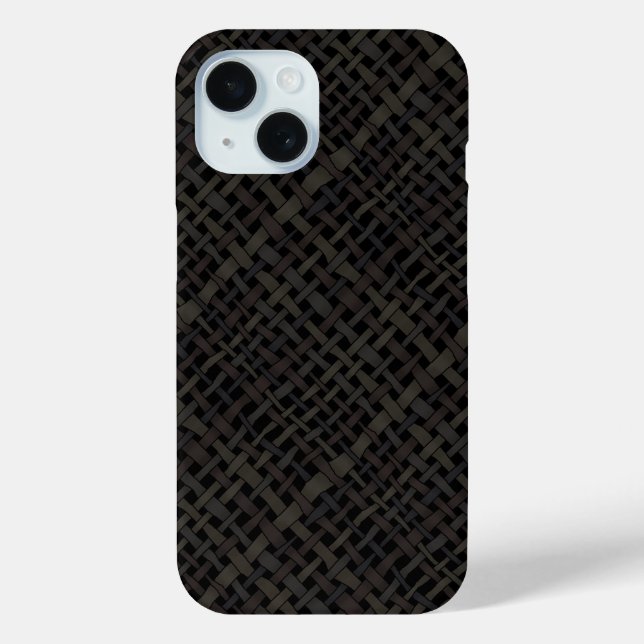 Funda De Case-Mate Para iPhone Burlap negro elegante trenzado rústico (Reverso )