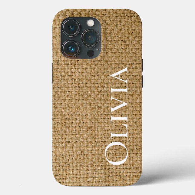 Funda De Case-Mate Para iPhone Burlap Personalizado Rústico Simple (Reverso )