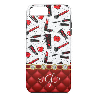 Funda Para iPhone 8 Plus/7 Plus Burlas rojas y negras tapadas, Diamantes de imitac