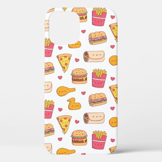 Funda De Case-Mate Para iPhone Burrito lindo Pizza Sandwich Burger Fries Patrón (Reverso )