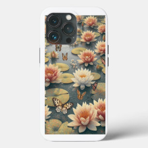 Funda Para iPhone 13 Pro Butterflies Lilies in the Lake