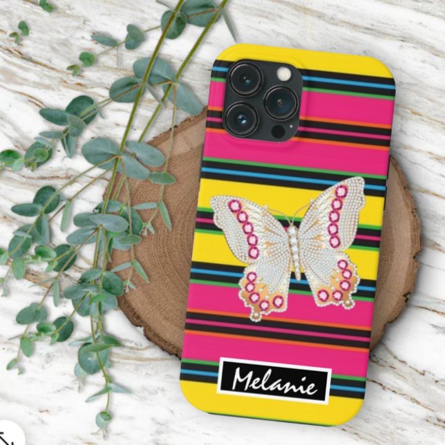 Funda De Case-Mate Para iPhone  Butterfly abstract retro stripes hipster minimal (Subido por el creador)