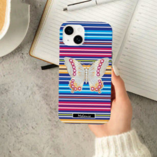 Funda Para iPhone 14 De Case-Mate  Butterfly gold Jewelry Rainbow abstract stripes